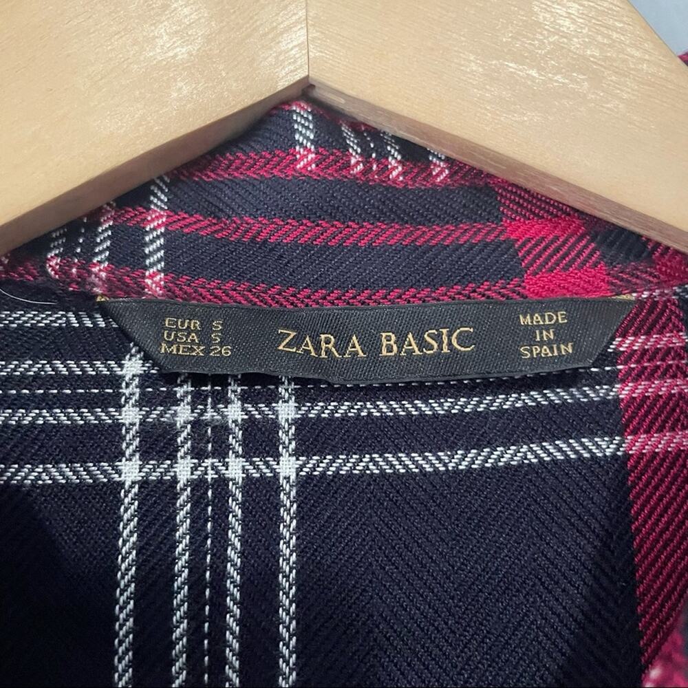 Zara black red plaid button down top size small flannel grunge - Picture 8 of 9